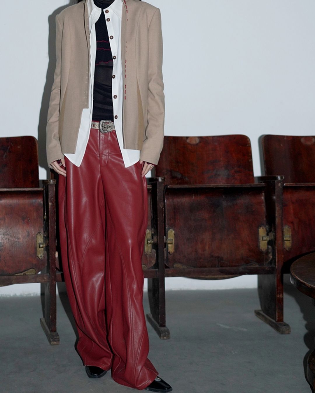 Wide Straight Leather Pants　BT020