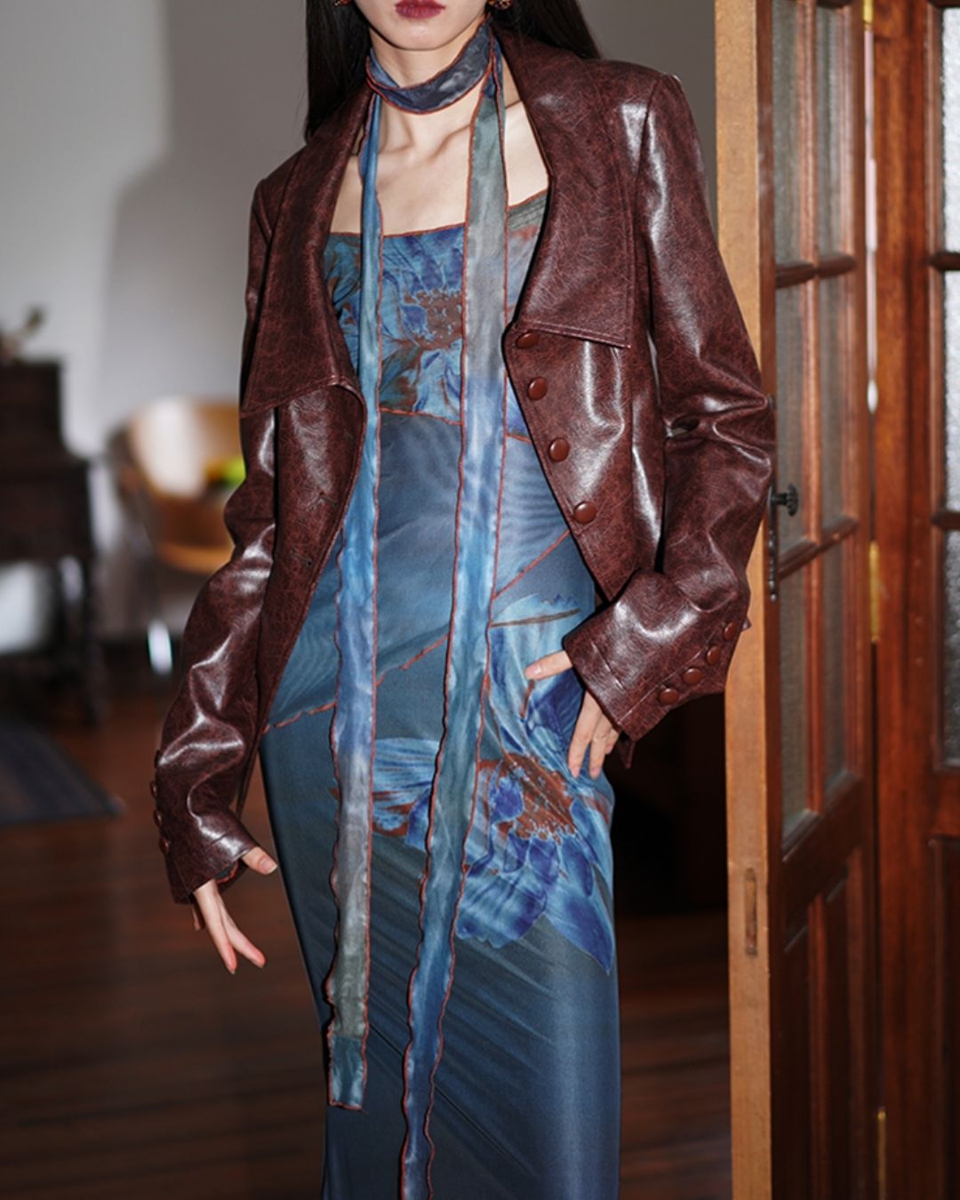 Flower Printed 2-way Long Dress　DR016