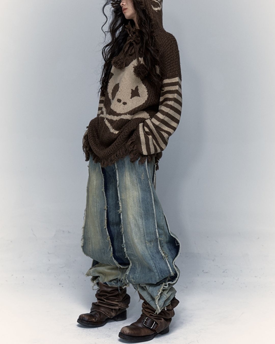 Skull Rabbit Hooded Knit　TP010