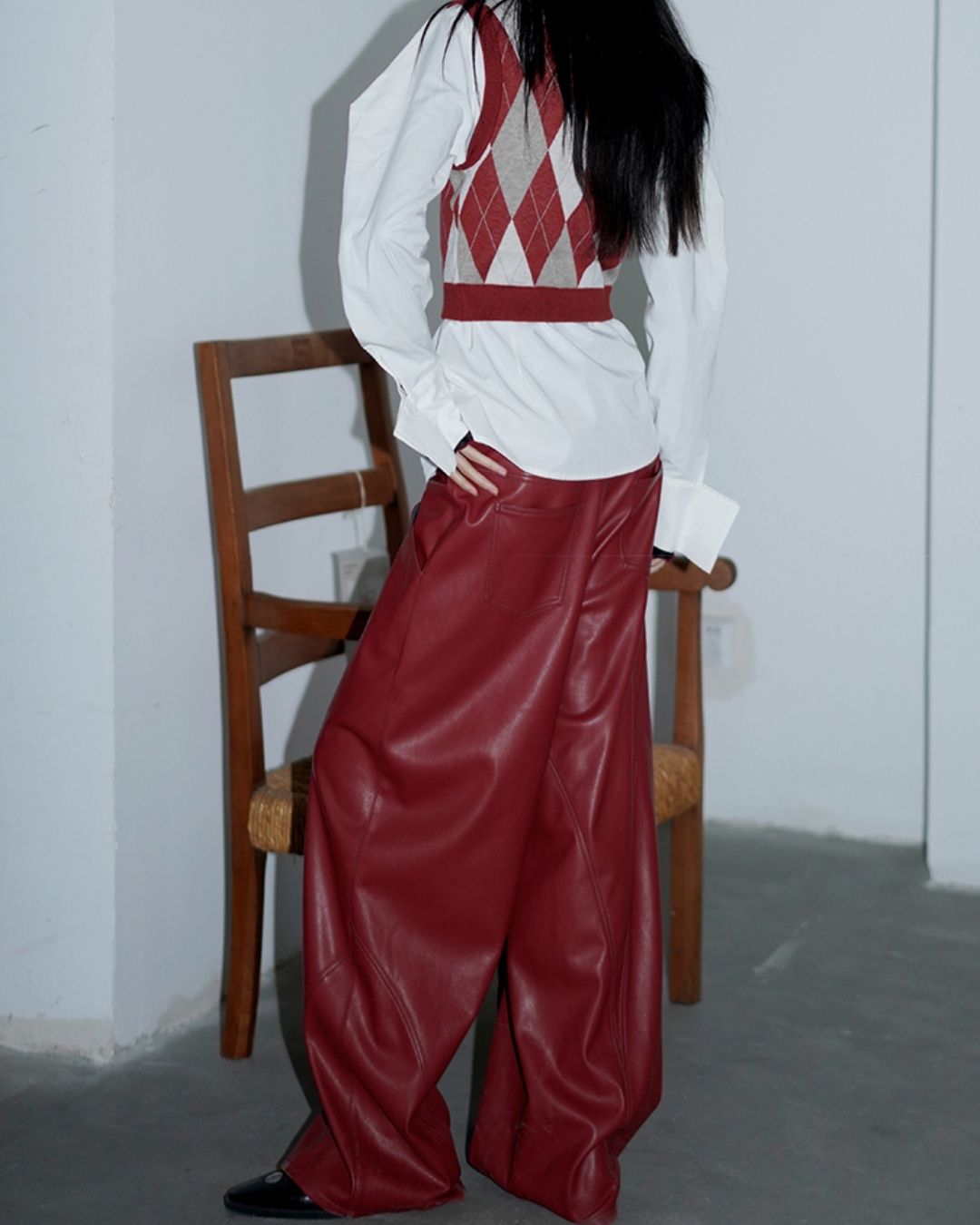 Wide Straight Leather Pants　BT020