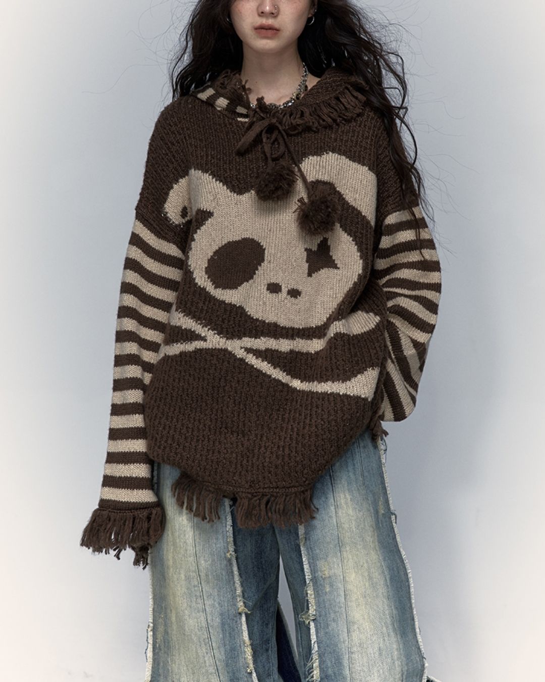 Skull Rabbit Hooded Knit　TP010