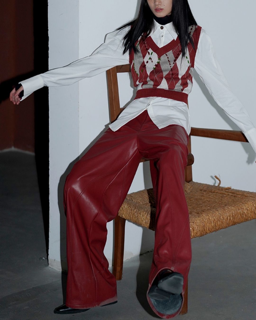 Wide Straight Leather Pants　BT020