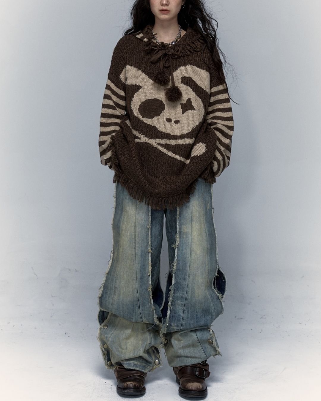 Skull Rabbit Hooded Knit　TP010