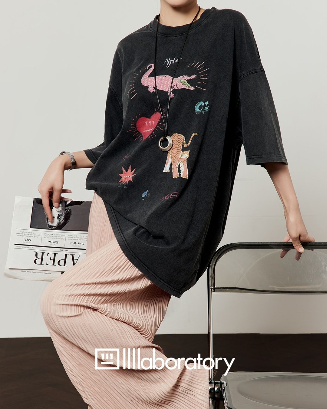 Multi-print Oversized T-shirt　TP057