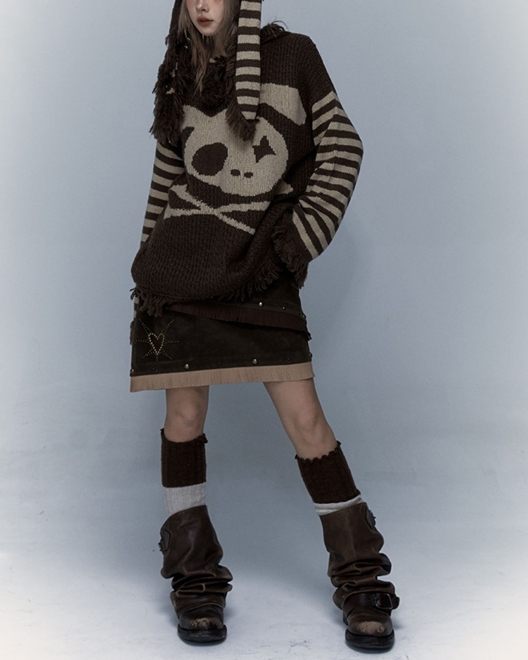 Skull Rabbit Hooded Knit　TP010