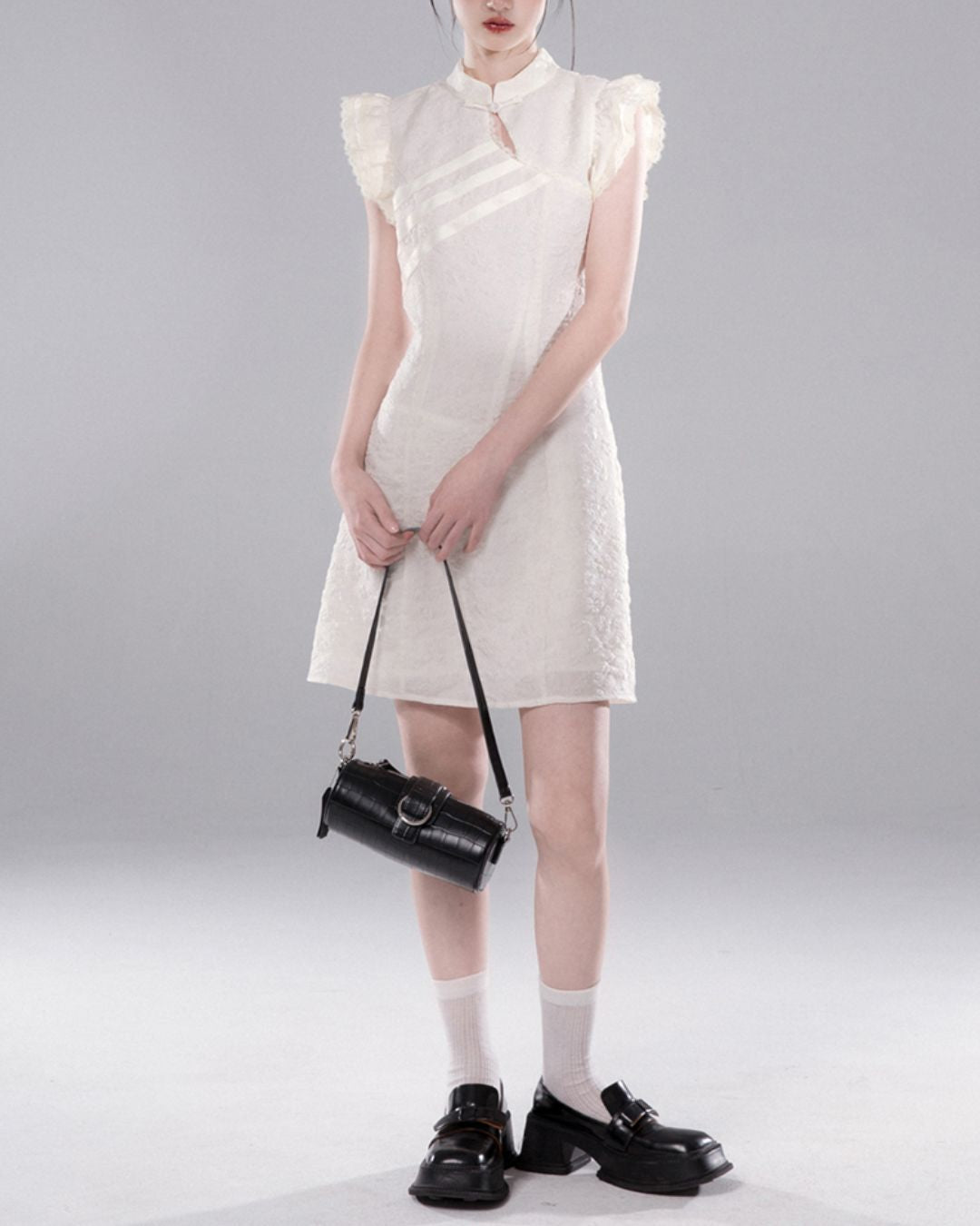 French Sleeve Floral Chinese Dress　DR040