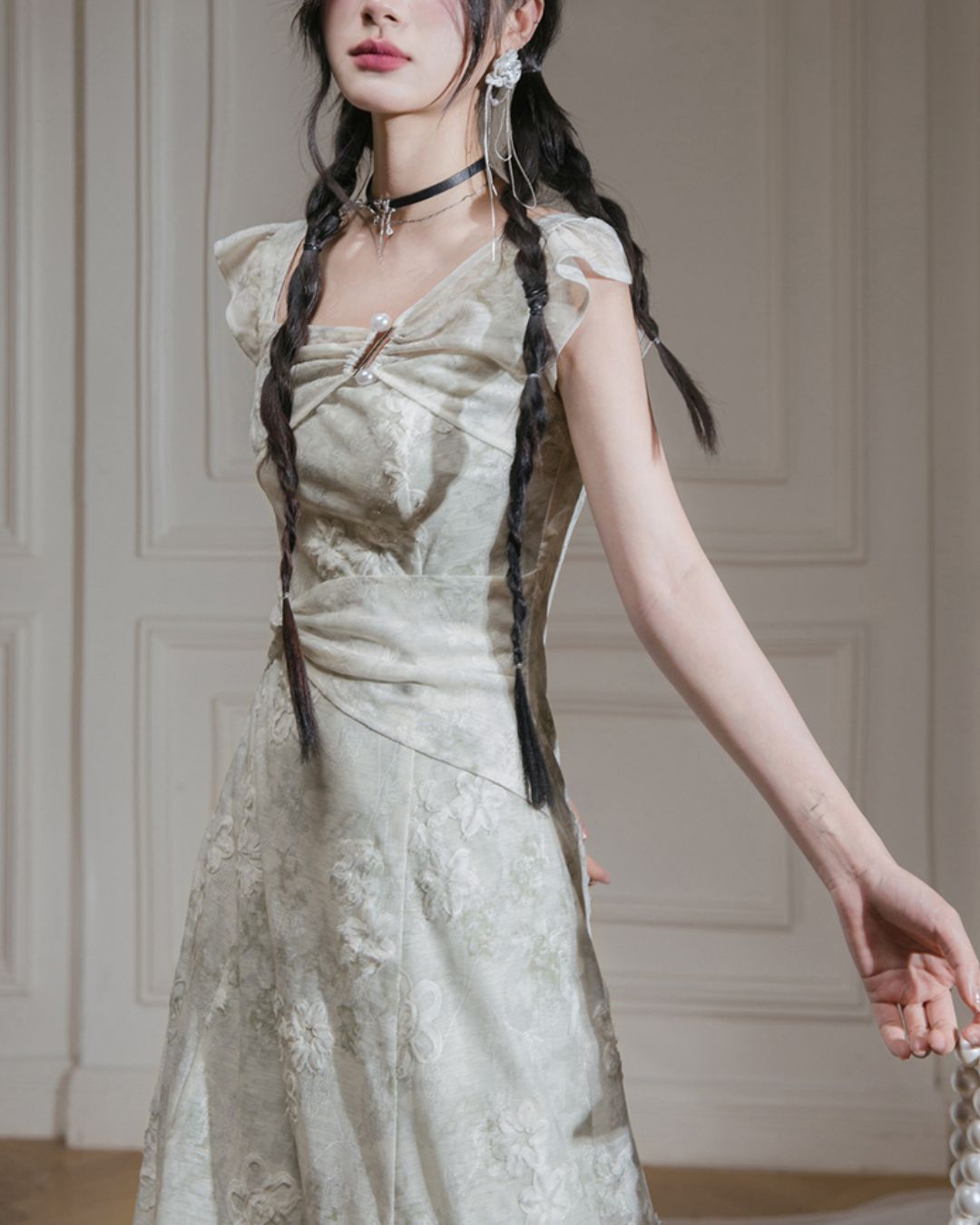 French Sleeve Asymmetrical Dress　DR041