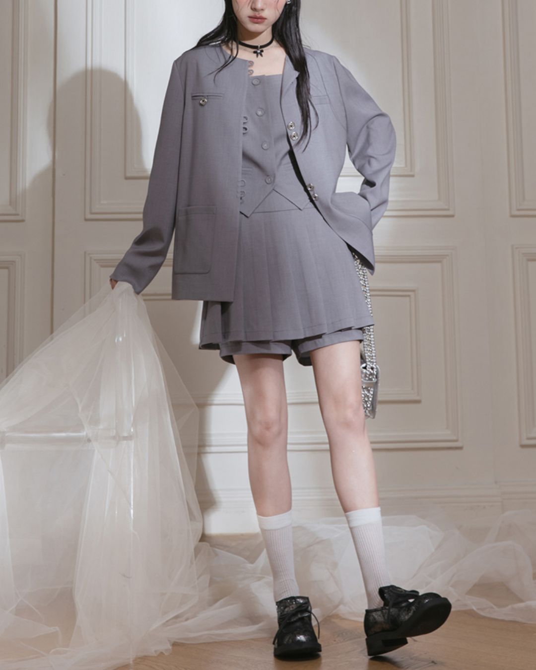 Chinese Style Jacket & Grey Two-piece　TP023