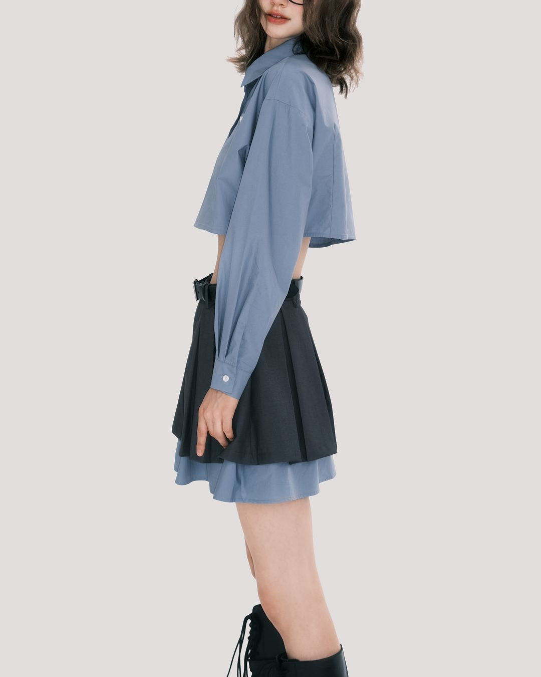 Preppy Cotton Cropped Shirt　TP020