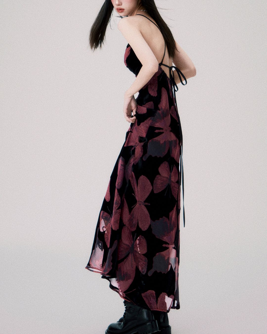 Velvet Butterfly Backless Dress　DR007