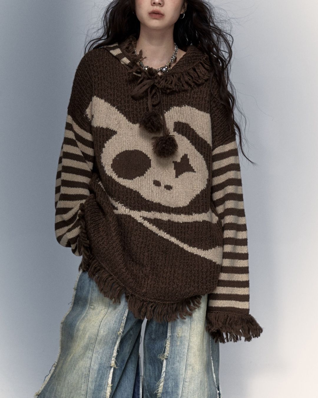 Skull Rabbit Hooded Knit　TP010