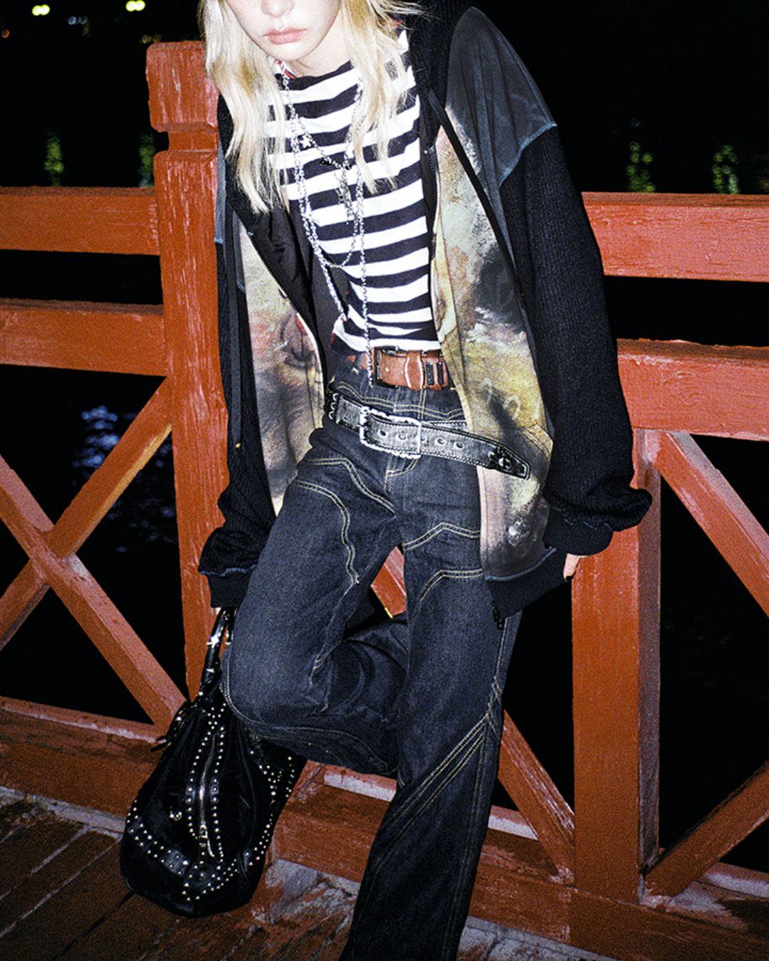 Bear Print Full Zip Hoodie　TP032