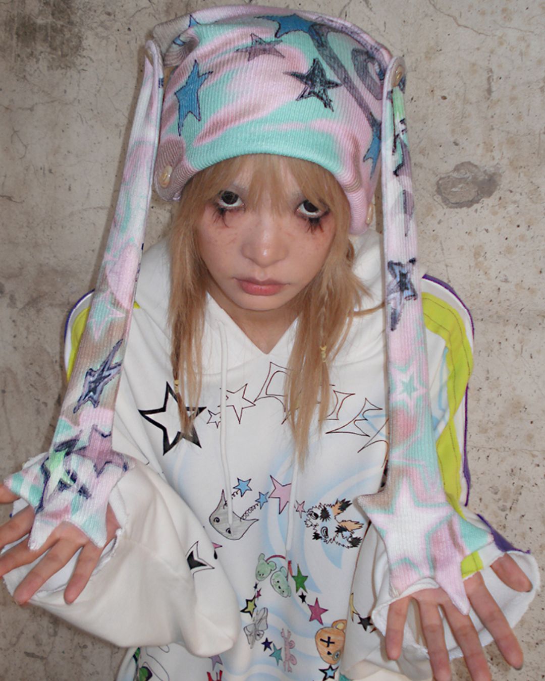 Rabbit Skull Print Knit Hat　AC006