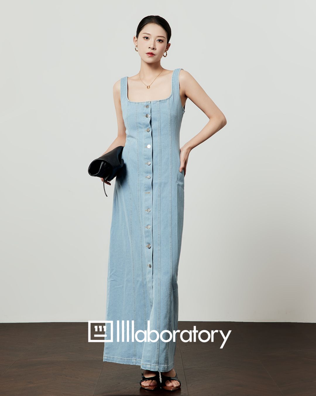 Sleeveless Denim Maxi Dress　DR054