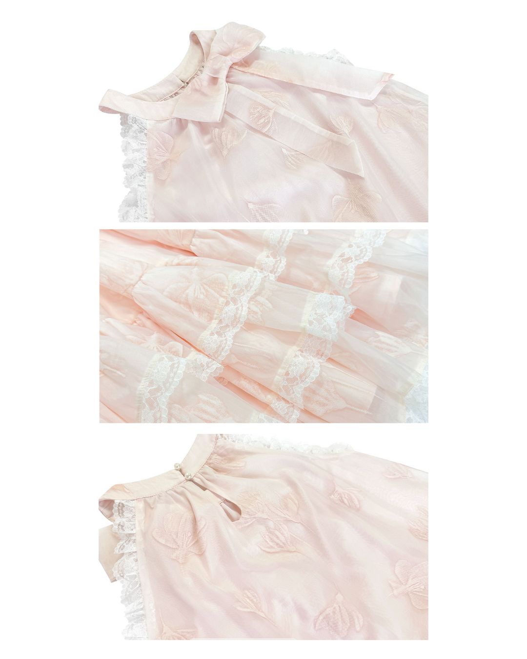 Halter Neck Butterfly Print Organza Lace Mini Dress　DR028