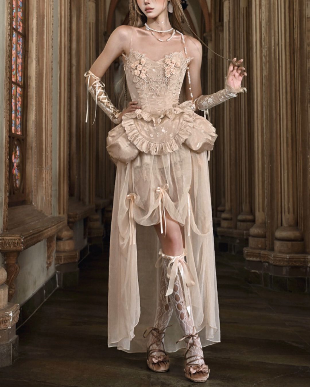 Gothic Lolita Flower Lace Embroidery Bustier＆One-Piece　DR010