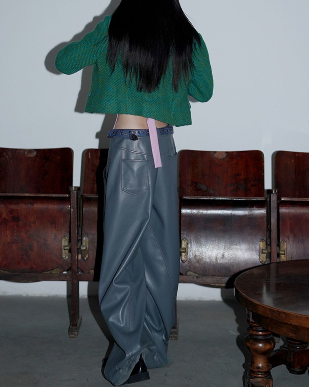 Wide Straight Leather Pants　BT020