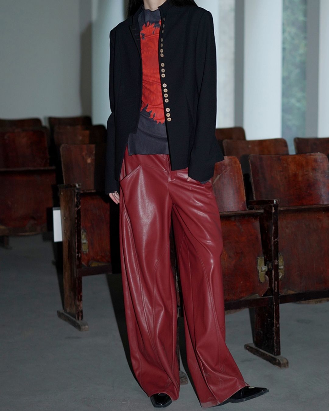 Wide Straight Leather Pants　BT020