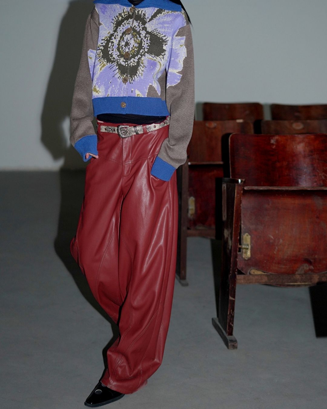 Wide Straight Leather Pants　BT020