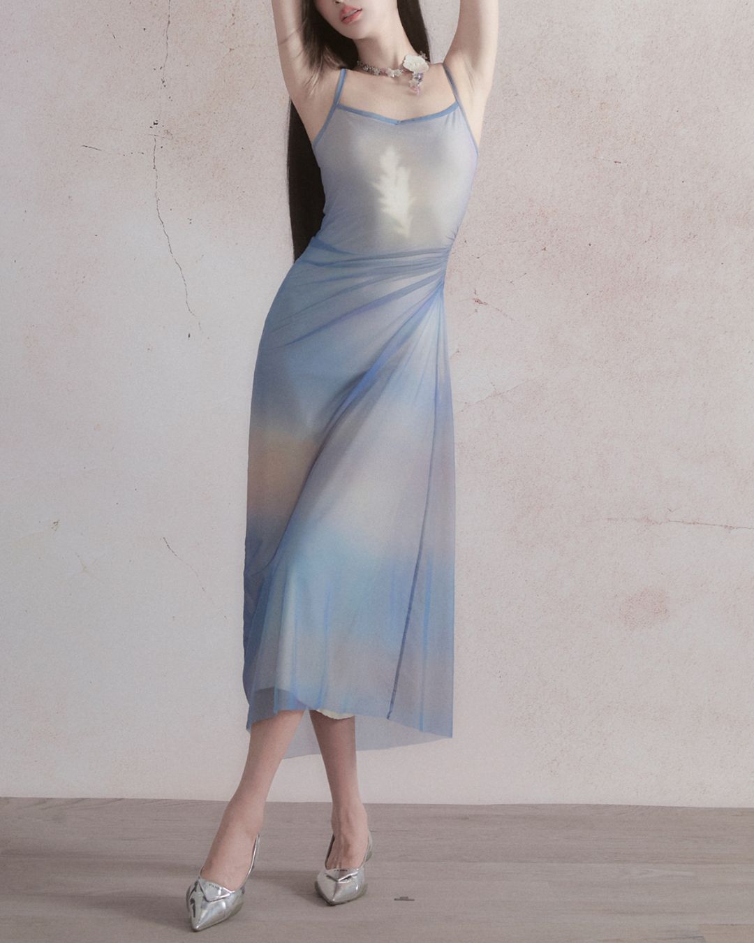 Gradient Color Sheer Cami Dress　DR021