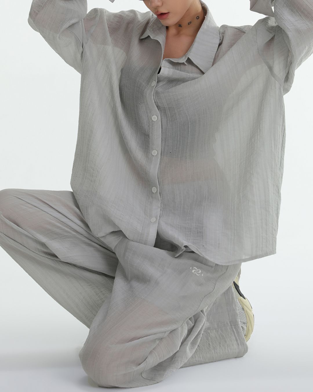 Sheer Long Sleeve Set-up Shirt　TP054