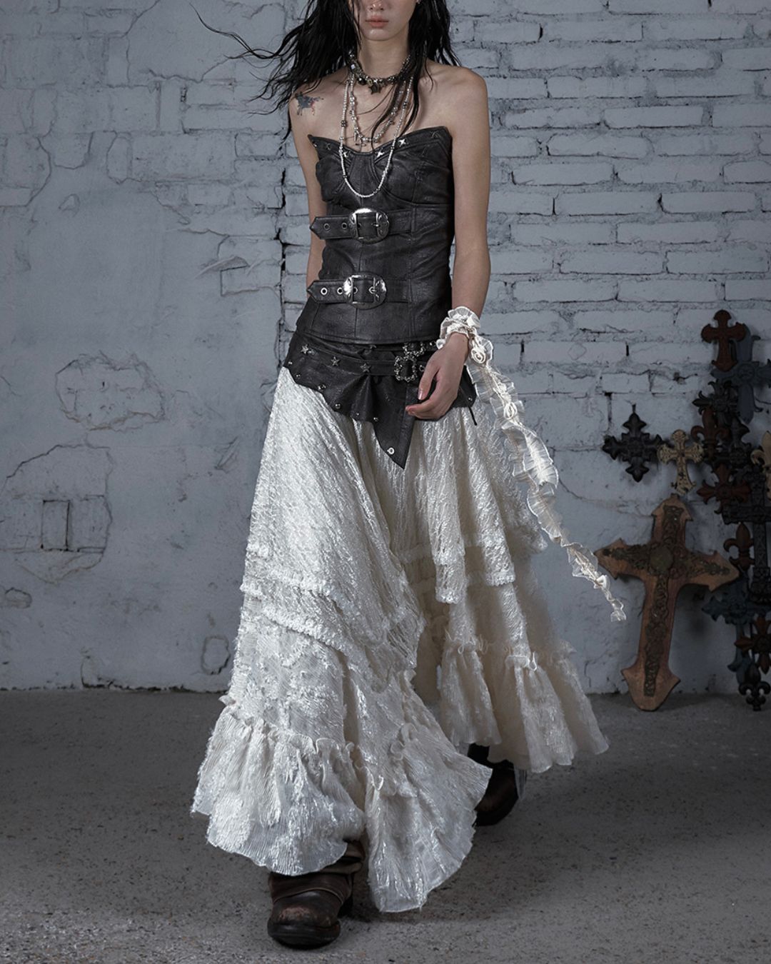 Metal Belt Leather Tube Top　TP045