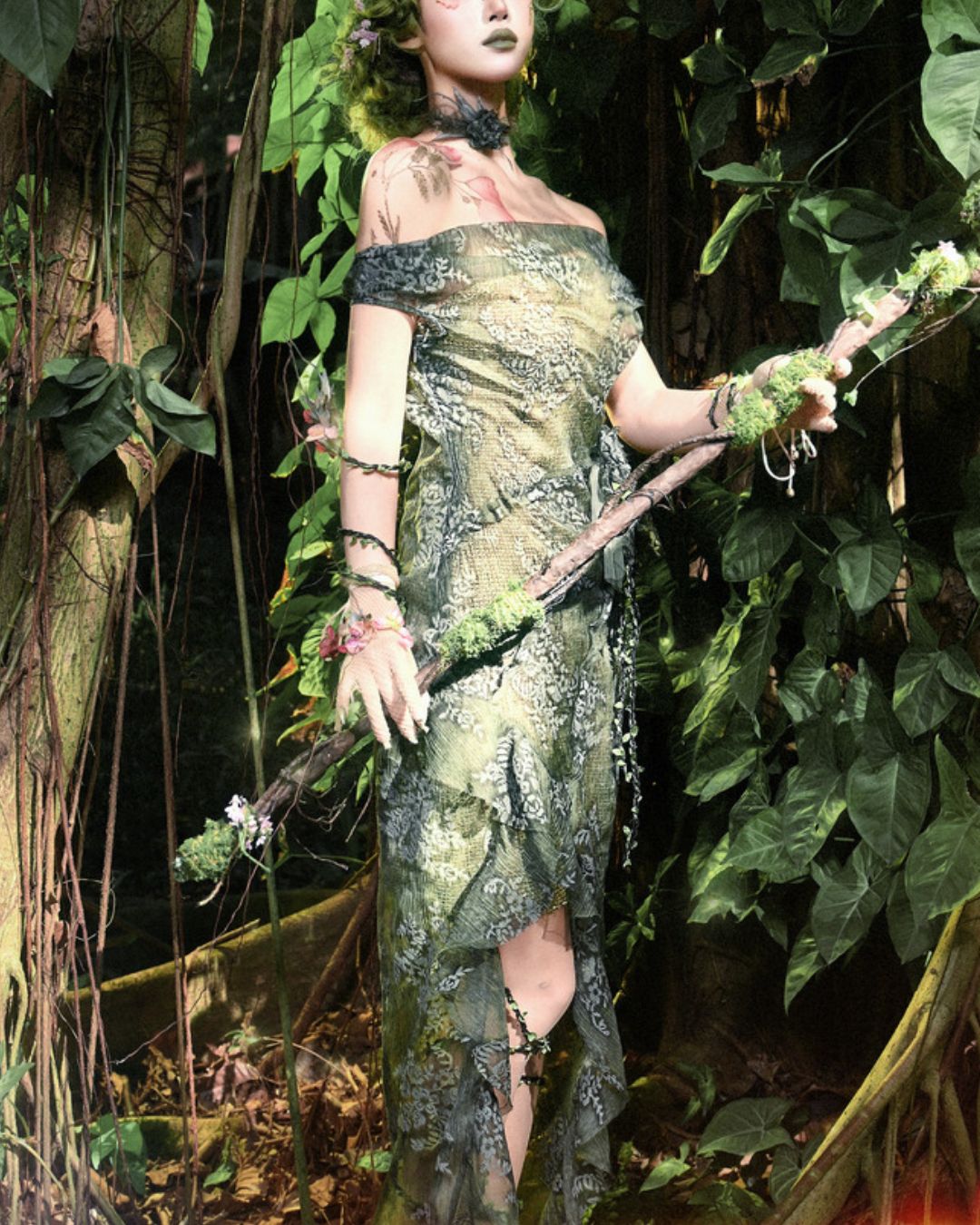 Off-the-shoulder Sheer Asymmetrical Dress　DR033