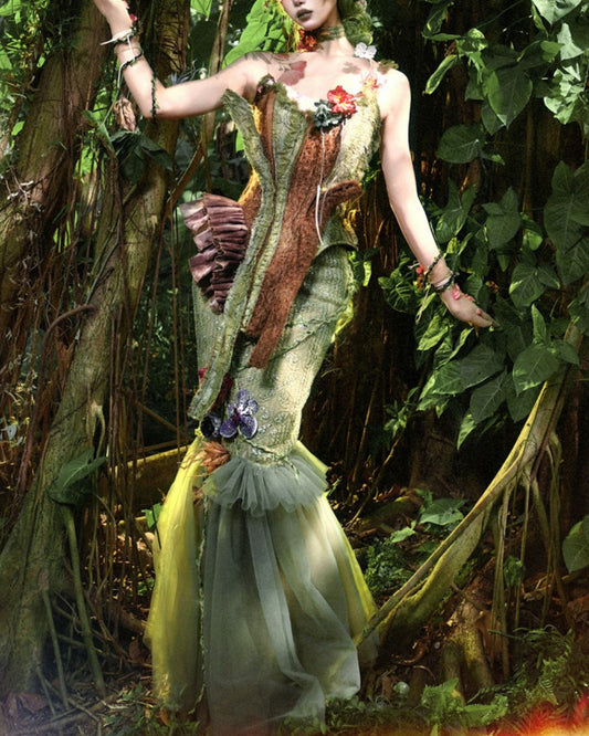 Flower Decoration Chiffon Mermaid Skirt　BT025