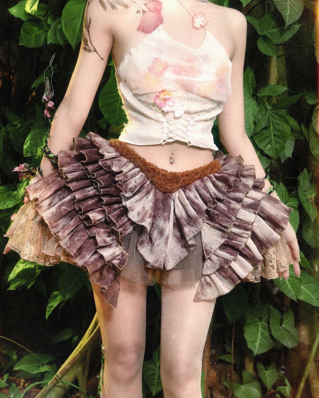 Pleated Tulle Mini Skirt　BT023