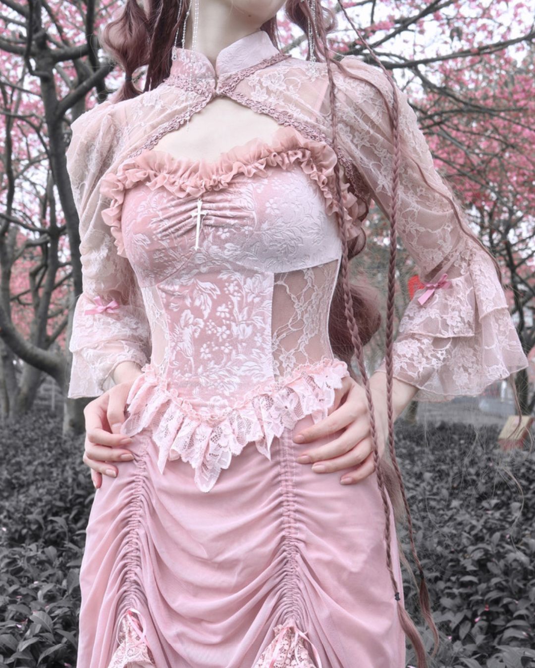 Gothic Princess Floral Lace Dress　DR011