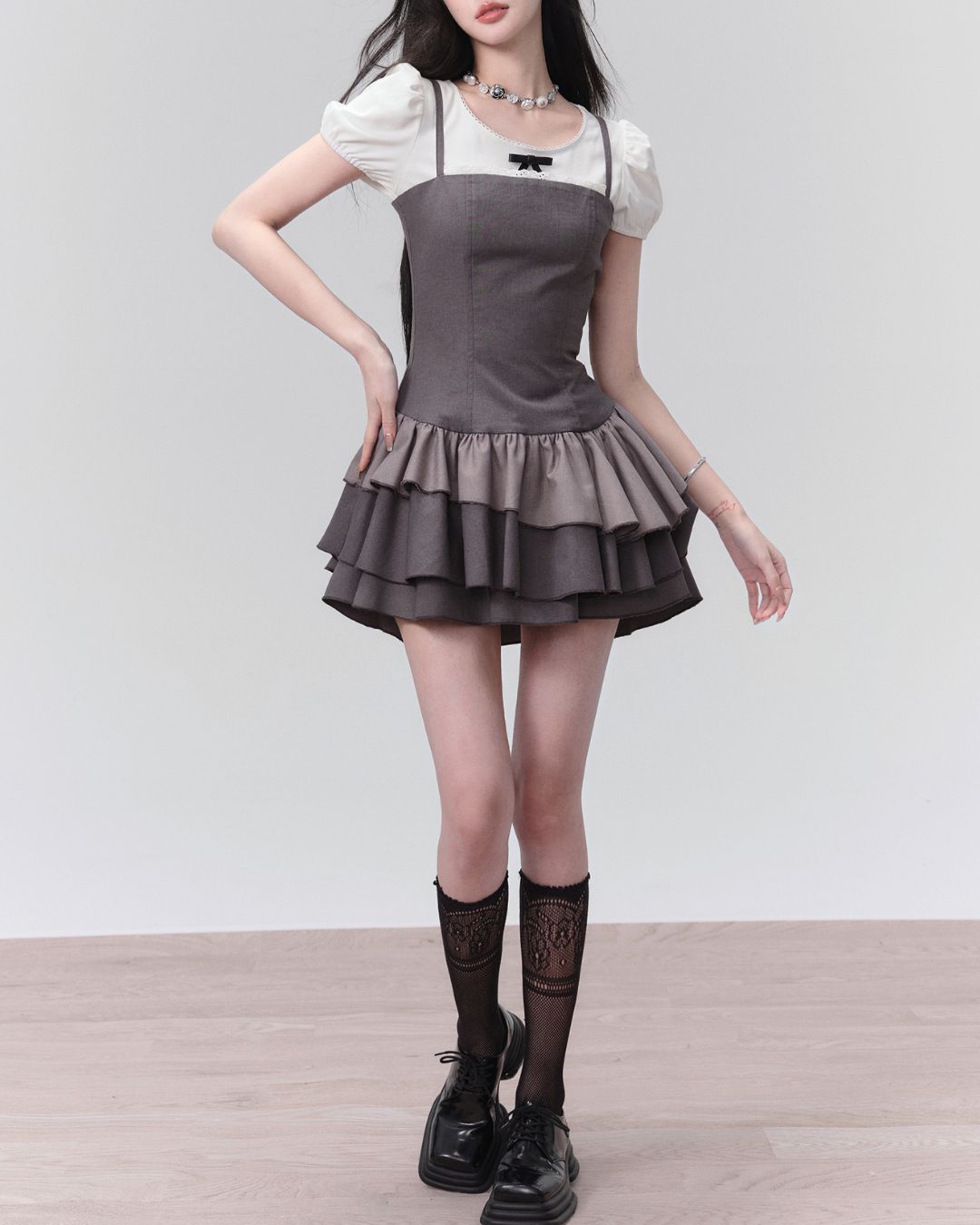 Tiered Frill Mini Dress　DR020
