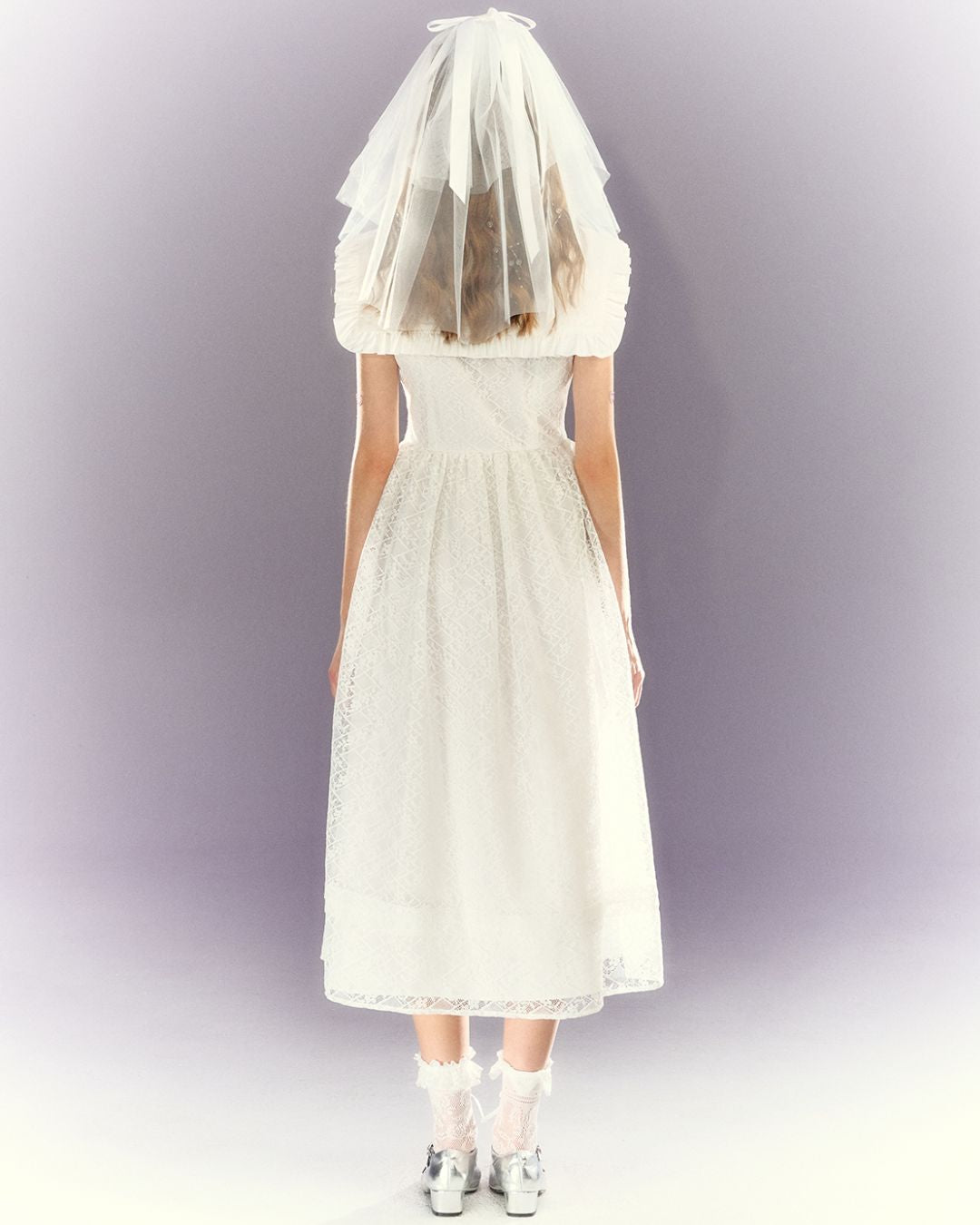 White Lace Sailor Collar Dress　DR023