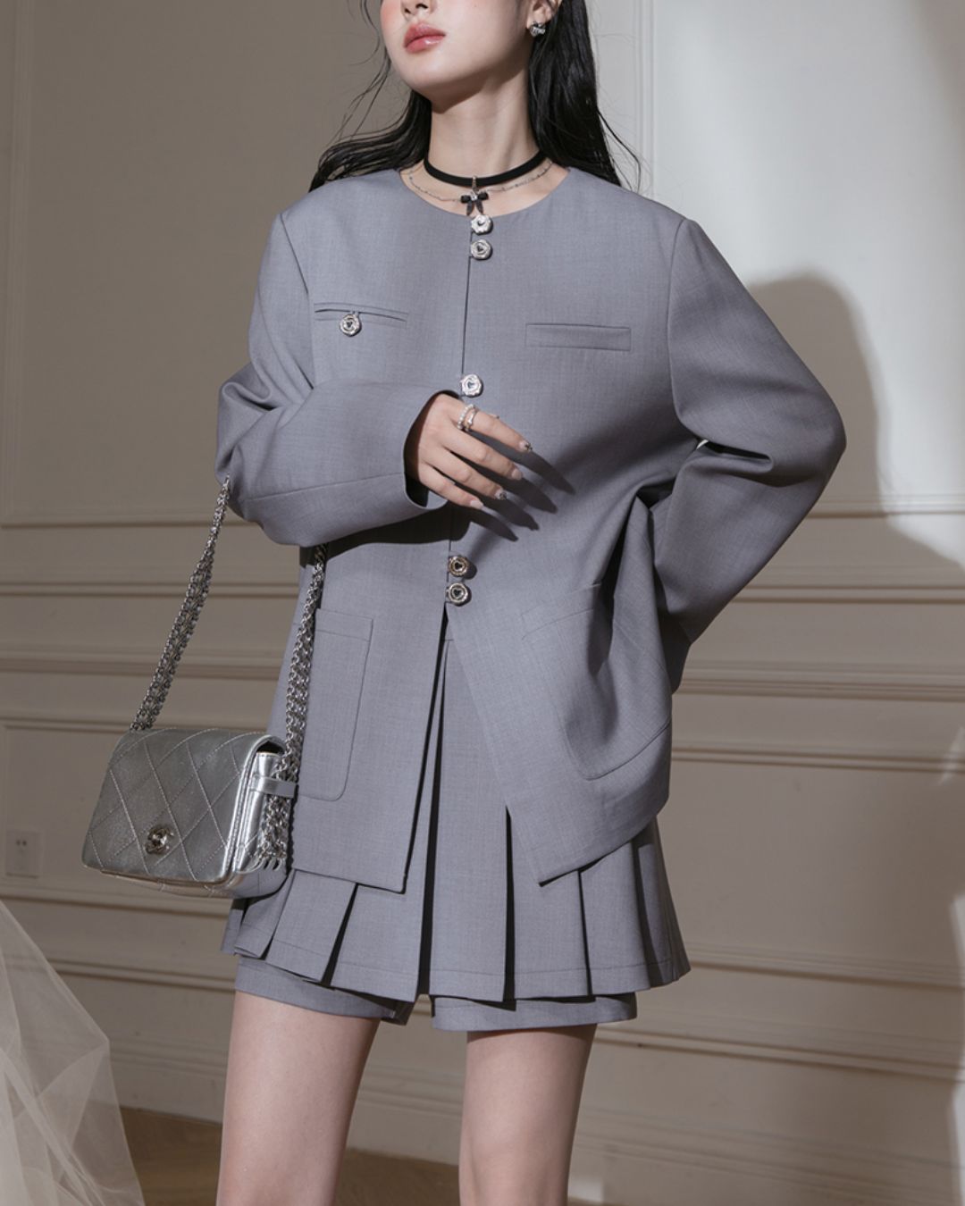Chinese Style Jacket & Grey Two-piece　TP023