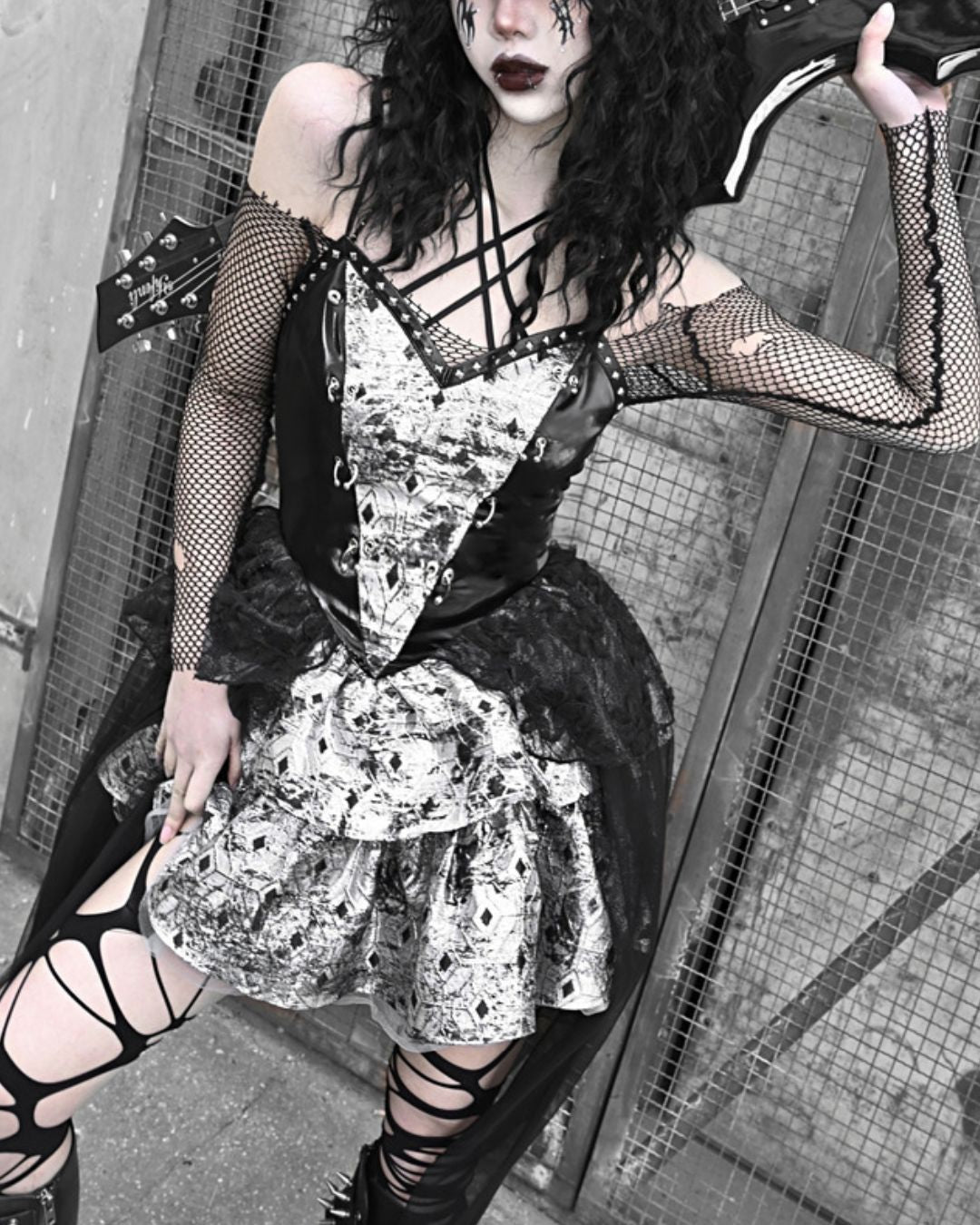 Gothic Draped Dress One-piece　DR012