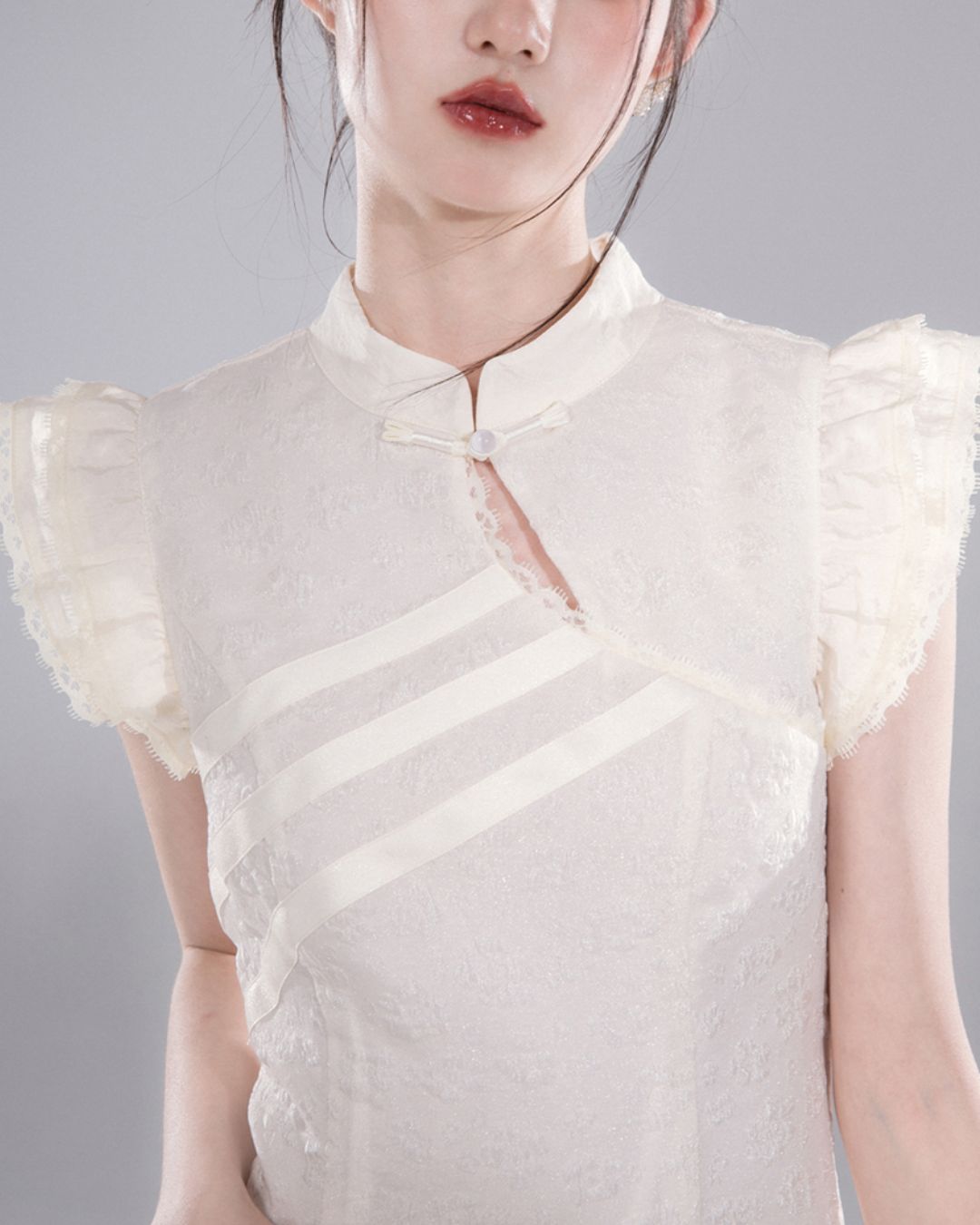 French Sleeve Floral Chinese Dress　DR040