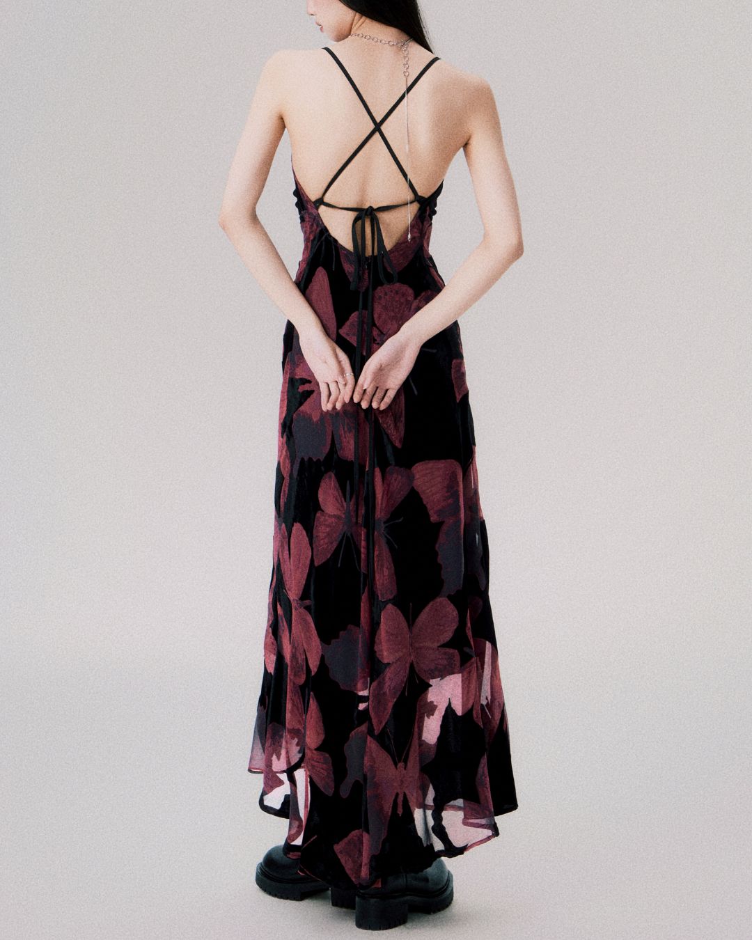 Velvet Butterfly Backless Dress　DR007