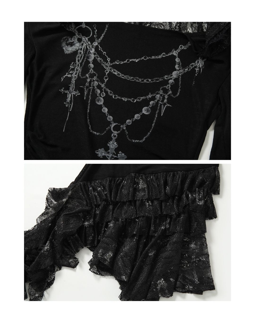 Necklace Print Lace Hooded Dress　DR037