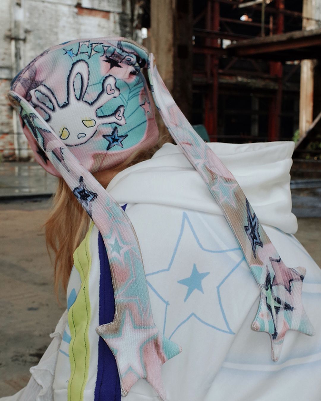 Rabbit Skull Print Knit Hat　AC006