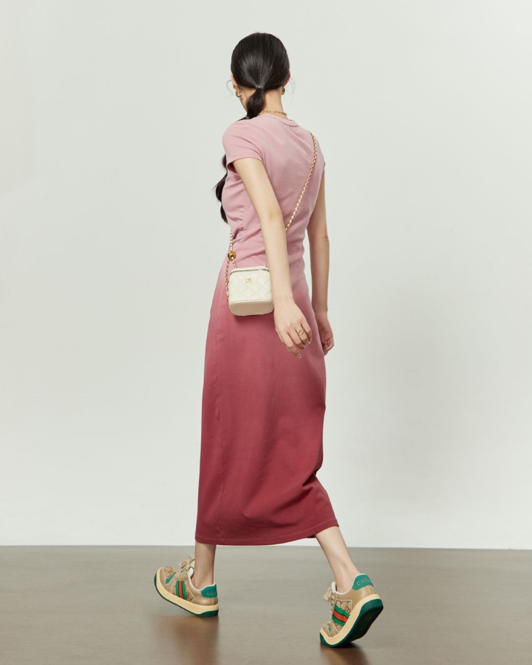 Washed Color Tight Waist Long Dress　DR048