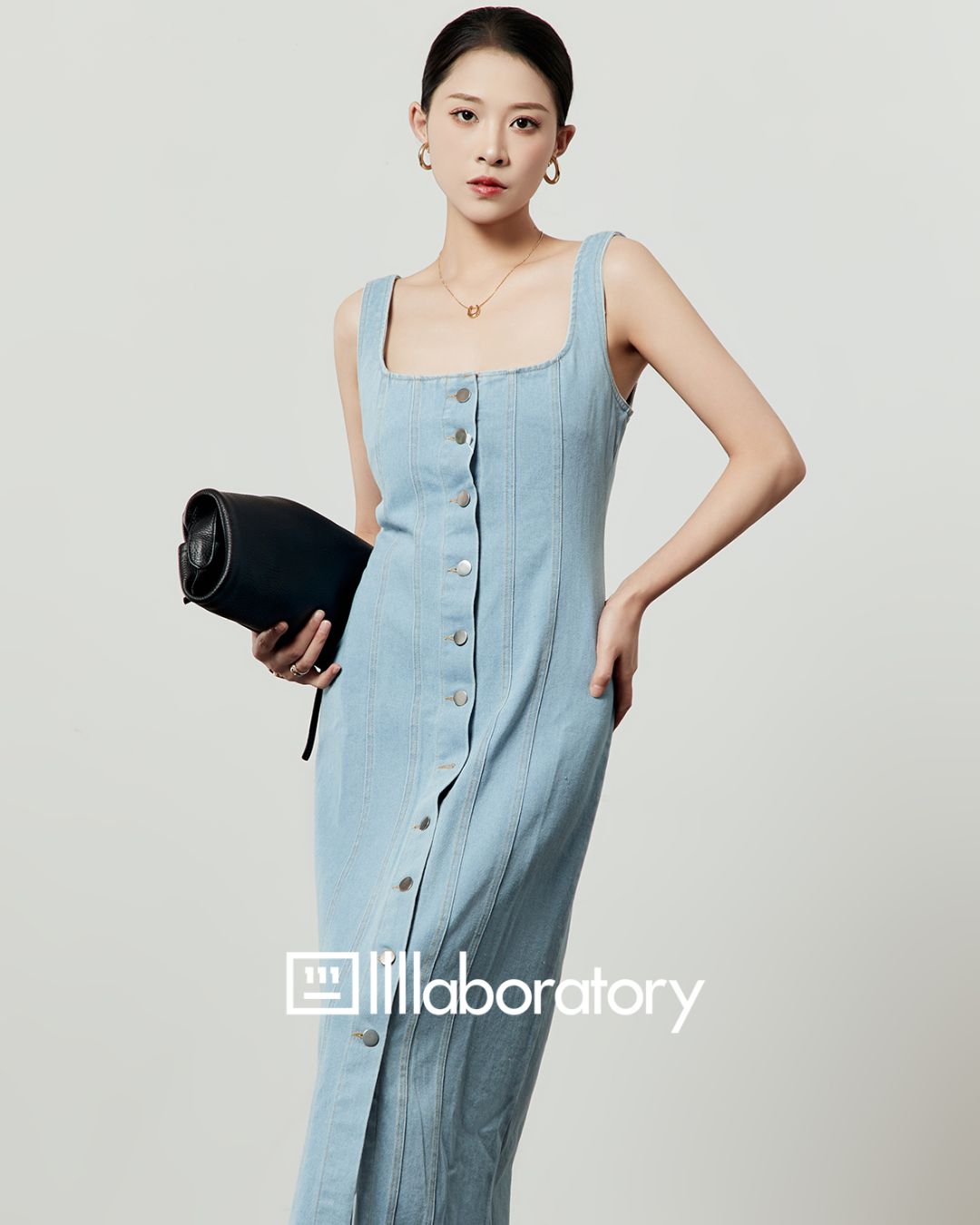 Sleeveless Denim Maxi Dress　DR054