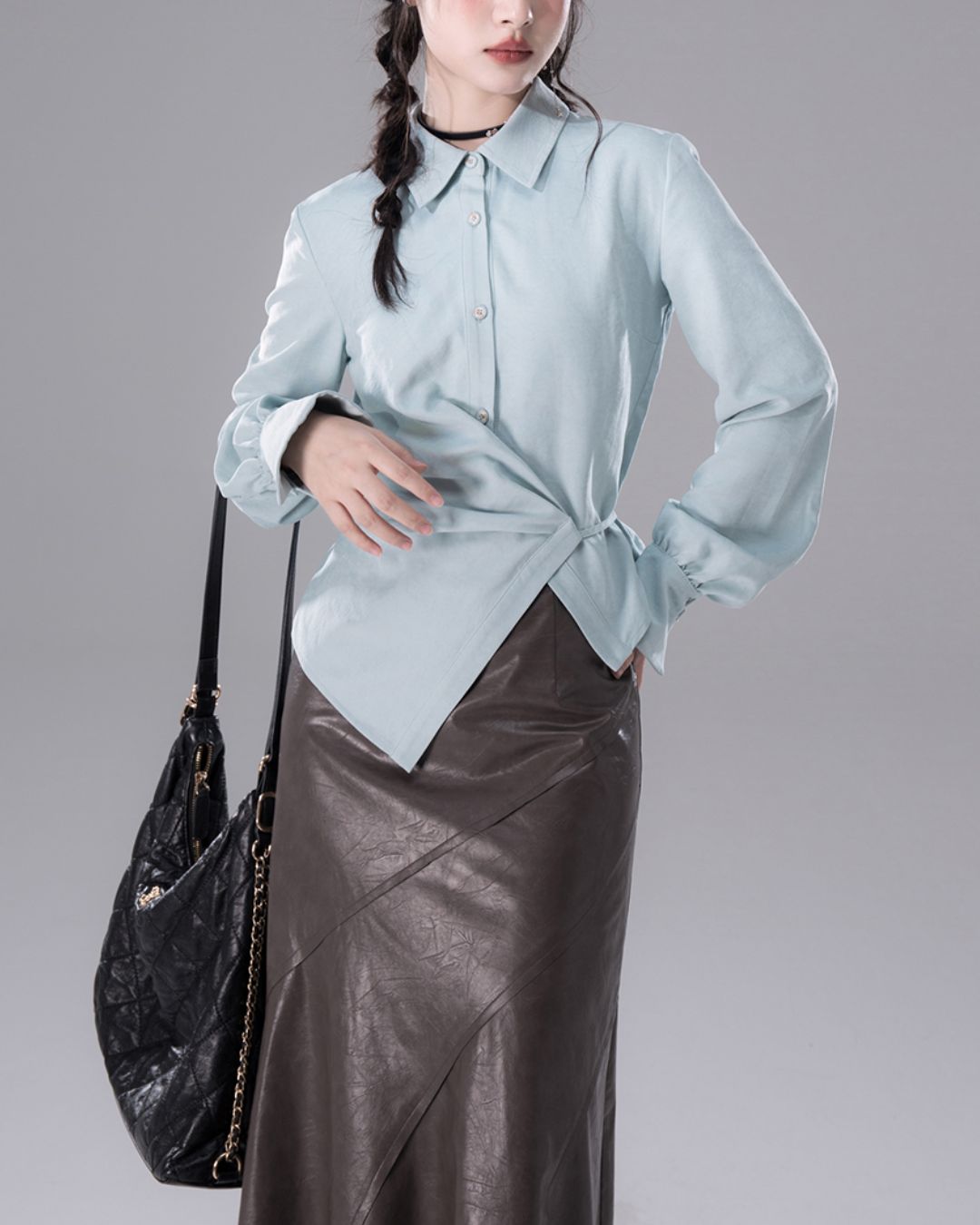 Asymmetrical Wrap Shirt　TP047