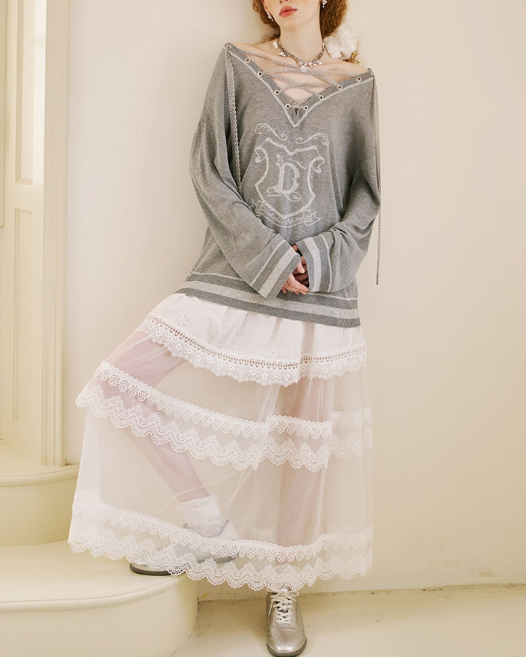 Sheer Lace Long Skirt　BT028