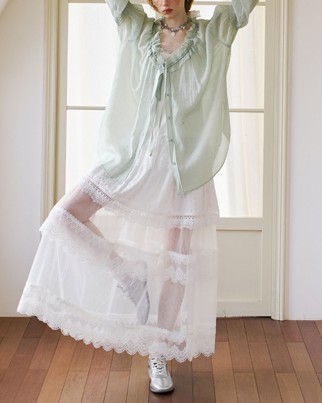 Sheer Lace Long Skirt　BT028