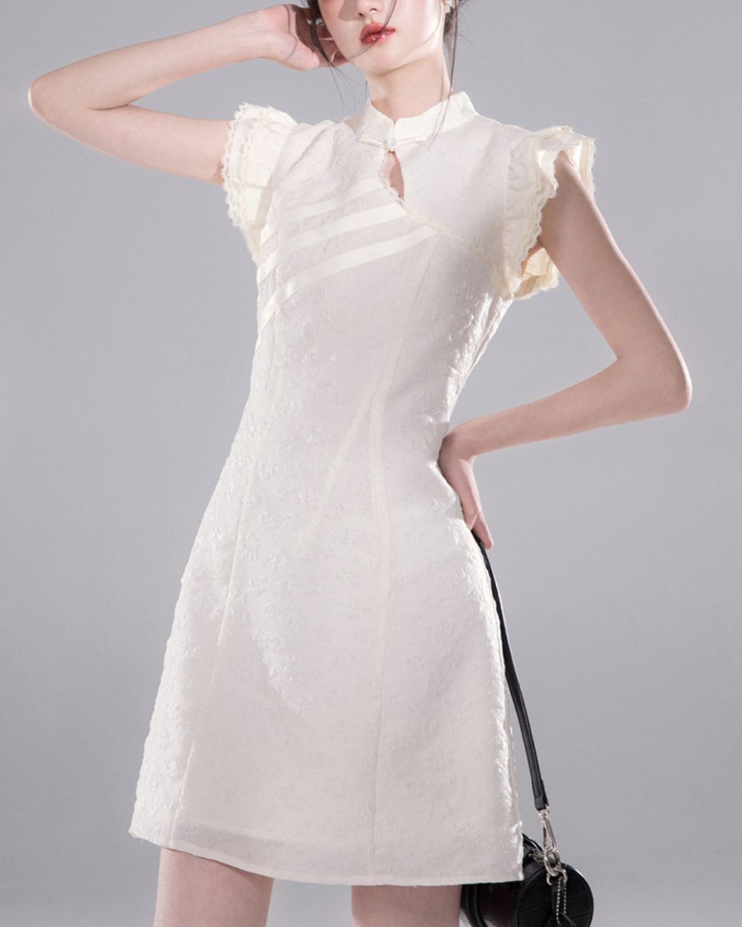 French Sleeve Floral Chinese Dress　DR040