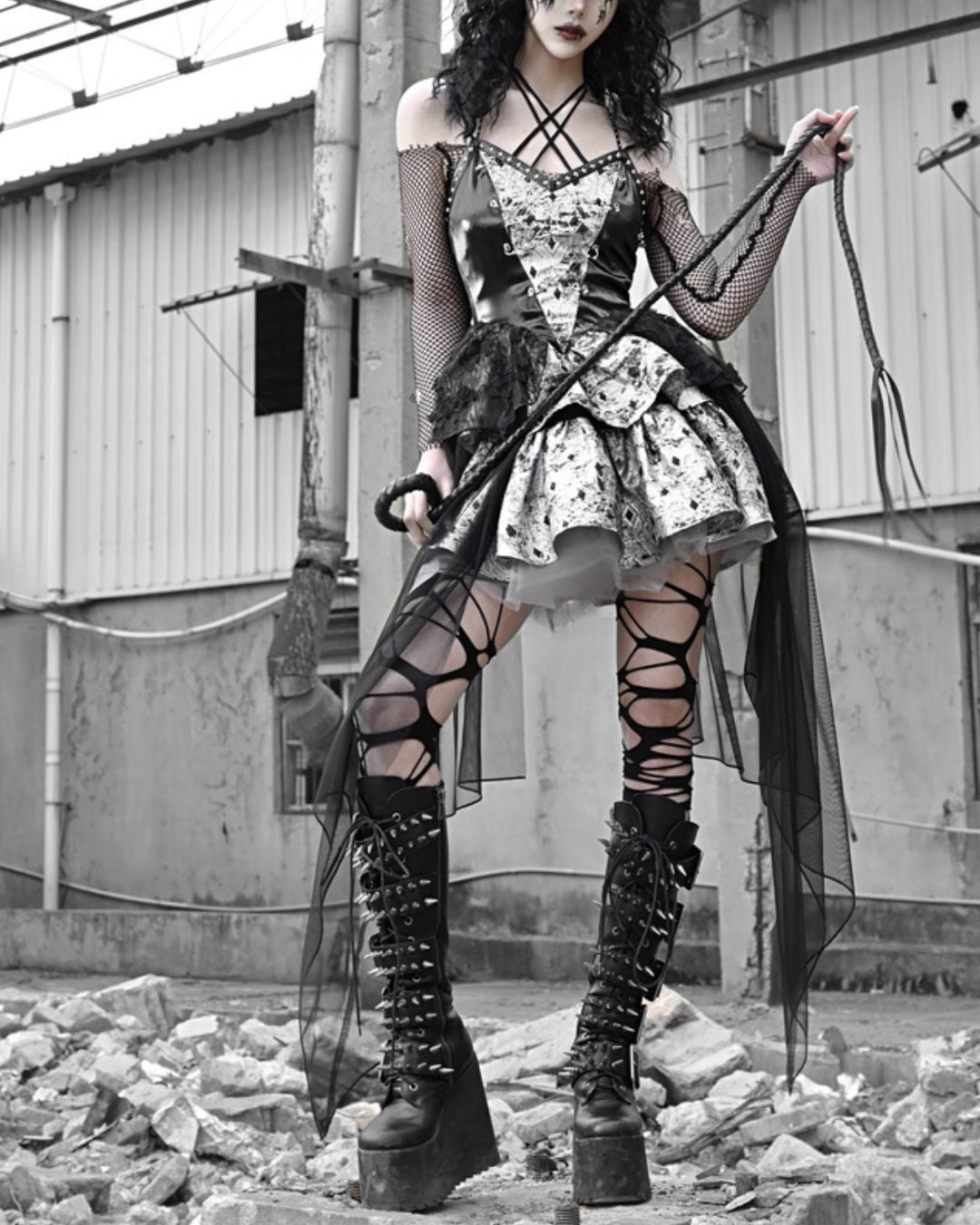 Gothic Draped Dress One-piece　DR012