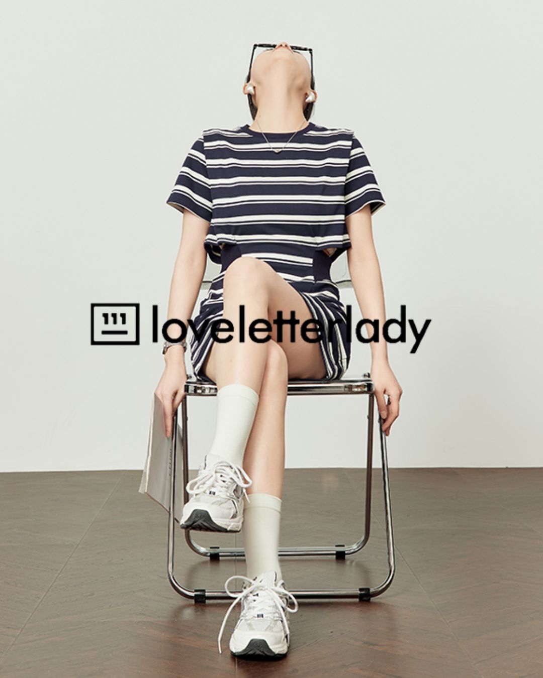 Side Open Waist Border T-shirt Dress　DR050