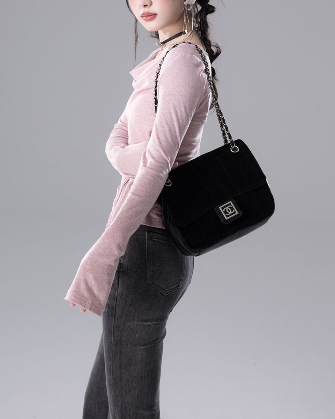 Draped Boat Neck Lace Seam Top　TP046