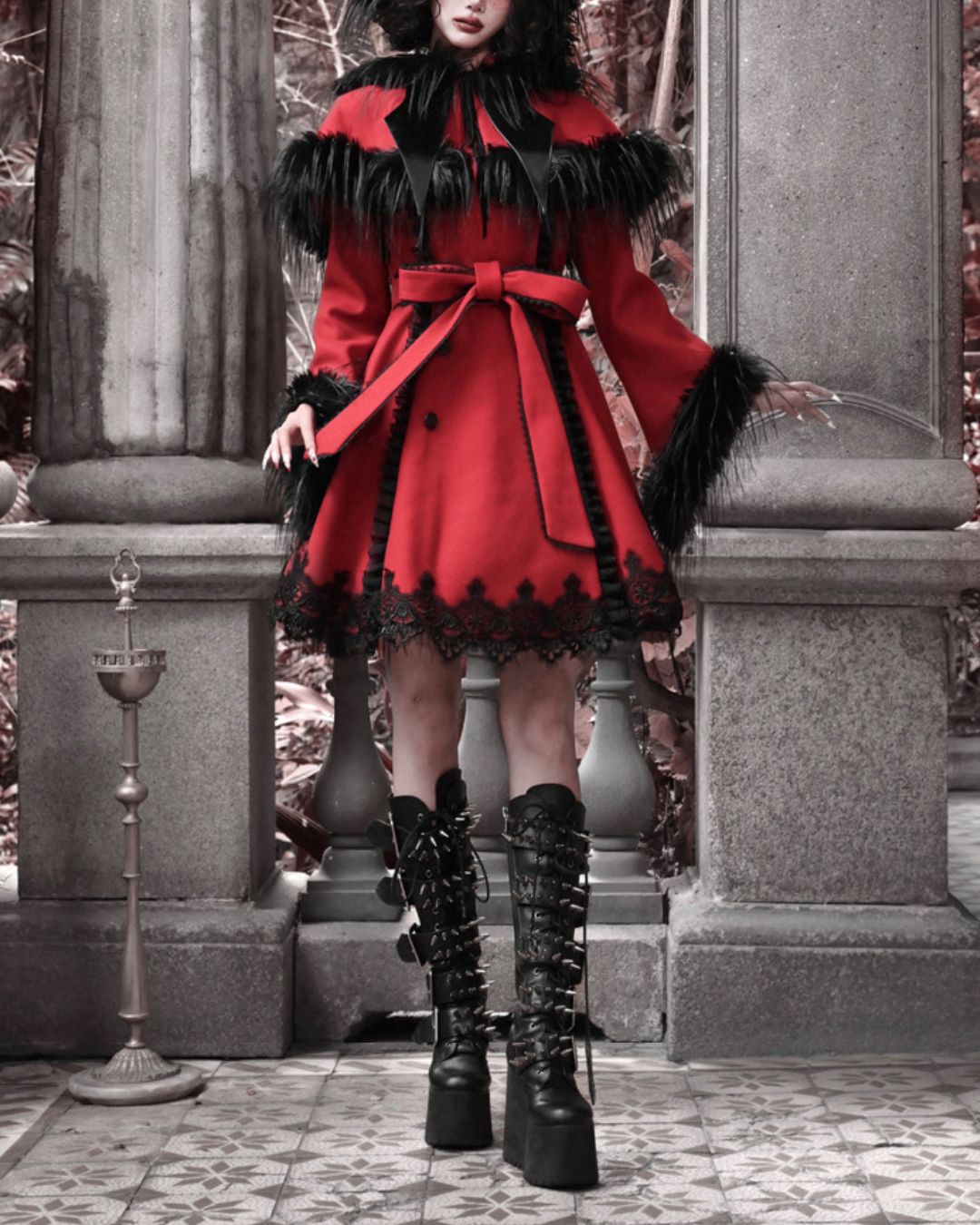 Detachable Cape Fur Wool Coat　OT007