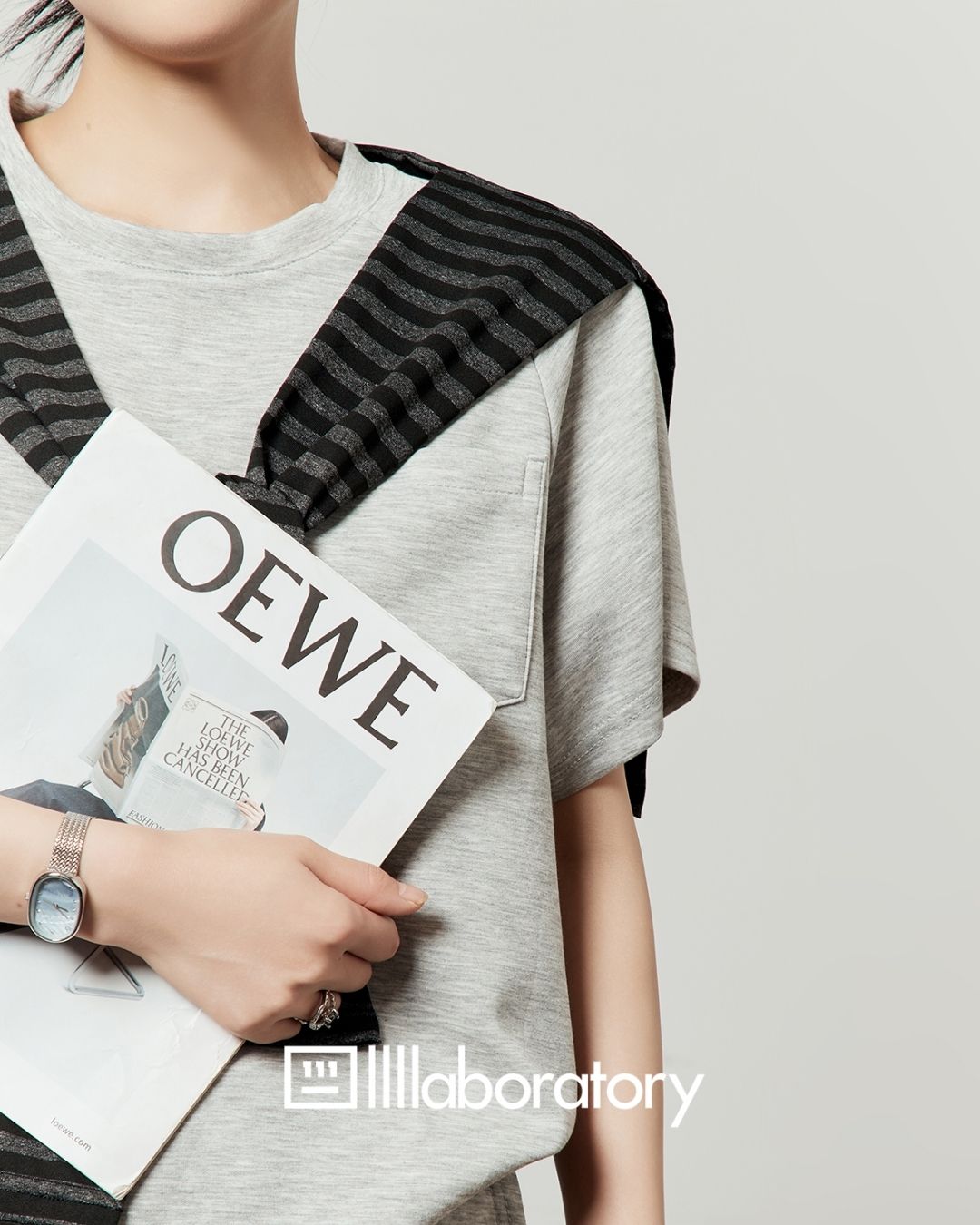 Loose T-shirt & Shorts & Border Shawl Set　TP073