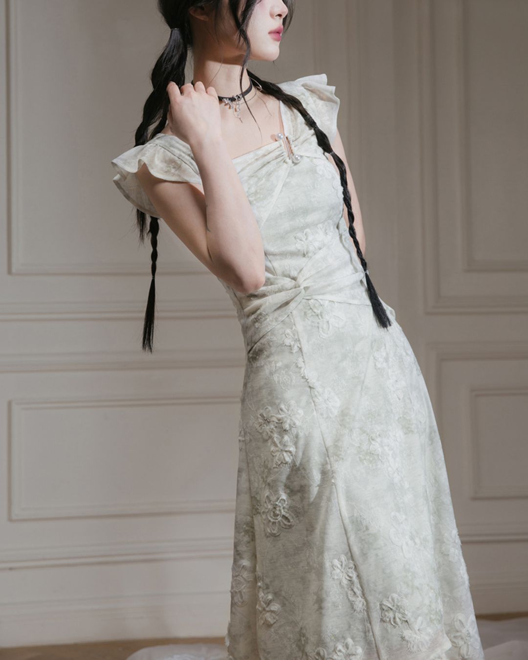 French Sleeve Asymmetrical Dress　DR041